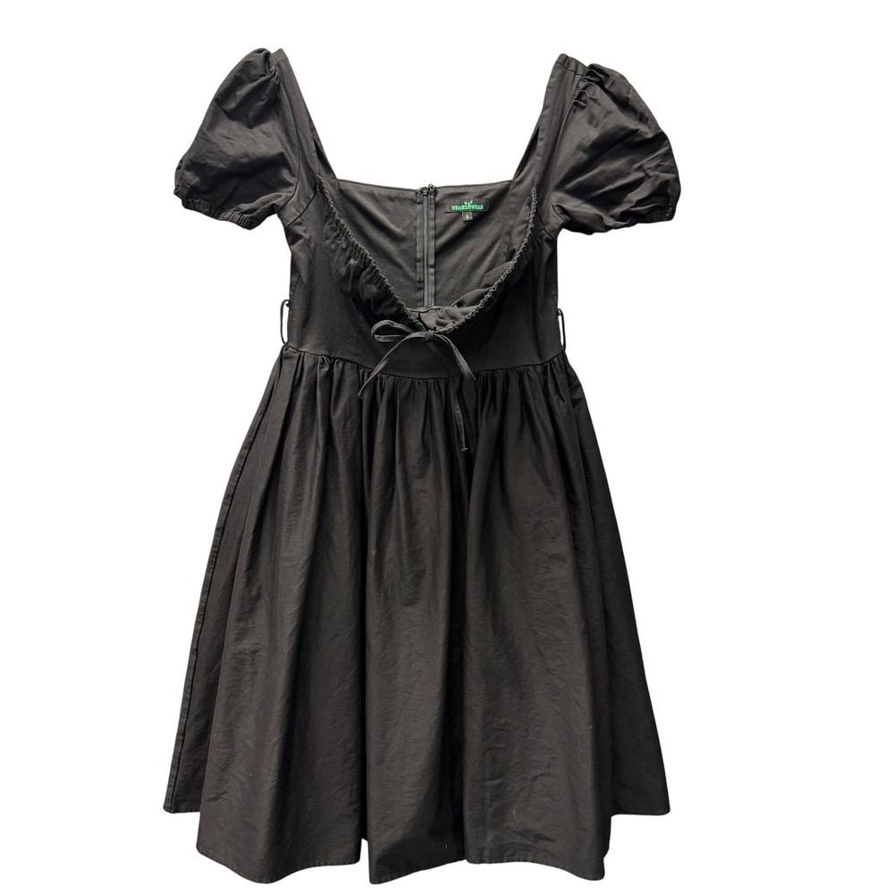 Weasel Wear Dress Womens Large Summerfawn Peasant Black Goth Whimsygoth NO BELT